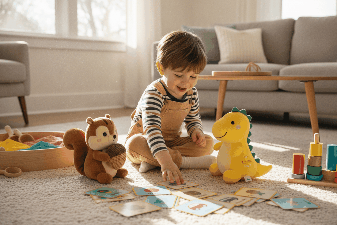 Toddler playing with best educational gifts for preschoolers including flashcards and learning toys